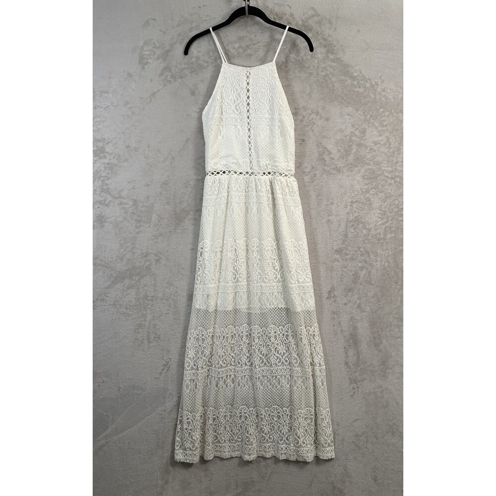 Hollister Lace Cut Out Tie Back Maxi Dress Size L NWT Fairy Ethereal Coastal